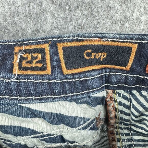 Rock Revival Meri Crop Jeans Womens 22 Dark Wash Faux Flap Embroidered Western - Picture 7 of 16